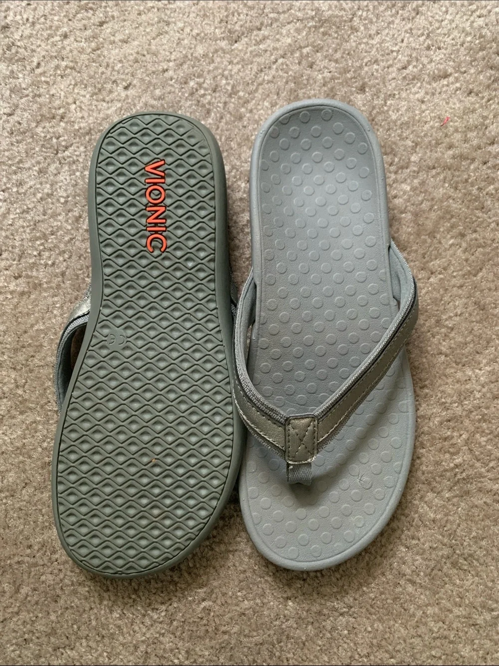 Vionic Gray Women's Thong Sandals Sz 9 Flip-Flops Summer Coastal Beach Shoe EUC - Picture 3 of 6